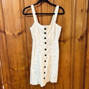 Madewell White Button-Front Mini Dress - Linen and Cotton - Pockets - Size 2